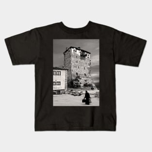 Old monk returning from Mount Athos Kids T-Shirt